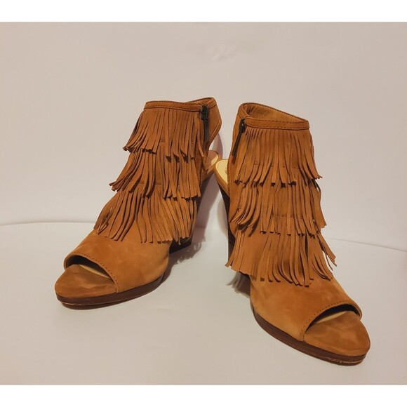 Vince Camuto Shoes - Vince Camuto Jadon Fringe Peep Toe Boot Sandals Women's Size 7.5